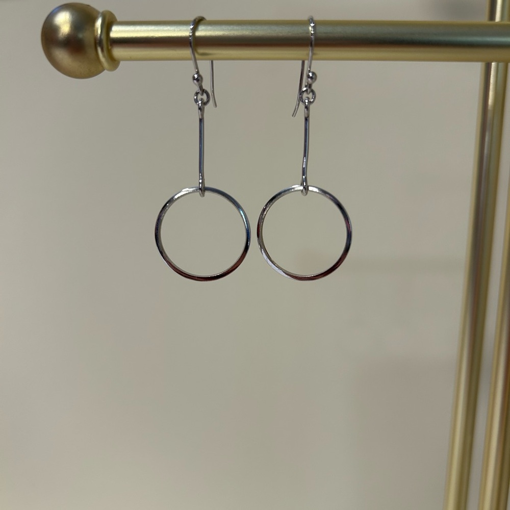 Silver Hoop Drop Earrings - Women Jewelry